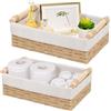 BlyeMichdi Set di 2 Cestini Portaoggetti Intrecciati, Stile Bohémien, Cesto Portaoggetti Intrecciato con Fodera Rimovibile, Cestino Porta Carta Igienica Intrecciato, Adatti per Bagno, Camera da Letto e Armadi