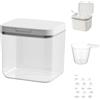 Mujiluxe Contenitore detersivo polvere,Dispenser detersivo lavatrice,4.5L | Include coperchio,dosatore per detersivo ed etichetta,Adatto per capsule di detersivo, farina e detersivo, Bianco trasparente
