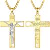 EUDORA Harmony Ball Collana con Croce di Gesù in Argento Sterling 925 per Donna, Ciondolo Crocifisso in Oro 18K, Collana di Preghiera Biblica Amuleto Protezione Regalo di Gioielli, 22+2