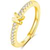 INFUSEU Anello Con Iniziale, Argento 925 18K Oro Anelli Donna Regolabili A-Z Lettera K Captiale Impilabili Personalizzato Nome Gioielli Regalo Di Mamma Donna