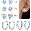 FIOROYAL 5 Paia Perno in Argento Sterling 925 Set Orecchini Donna Cerchio Bambina Orecchini Punto Luce CZ Fiore e Cuore Set Piercing Orecchio Gioielli Anallergici Blu