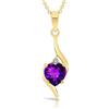 Planetys Collana da donna in oro giallo 375/1000 ametista naturale taglio cuore e diamante, Oro, Ametista Diamante