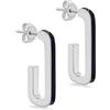 Tuscany Silver Orecchini stud a forma di J placcati oro giallo in argento sterling 2,5mm x 20mm con smalto nero, per donna