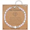 Toplstud Regali per la Prima Comunione per Ragazze - Bracciali con Croce per Figlia, Nipote, Ragazze Adolescenti - Bracciali con Croce in Acciaio Inox - Gioielli Religiosi per Fede Cristiana