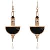 Lovett&Co. Lovett & Co.,Eleganti orecchini a goccia lunghi in stile art déco, neri e oro, da donna, senza nichel, adatti per ogni occasione, Placcatura in ottone Pietre di cristallo di Smalto dipinto a mano