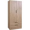 COMPOSAD | Armadio della Linea ESPRESSO con 2 Ante e 2 Cassetti, Armadio Contenitore, Salvaspazio, per Camera da letto, Lavanderia, (LxAxP) 81,9x184,4x46,3 cm, Colore Rovere Oak Mielato, Made in Italy