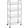 Metaltex Ascona - Scaffaletto a 4 piani con ruote, Grigio, 41 x 23 x 84 cm