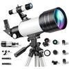 IDAMAKON Telescopio Astronomia 70 mm Apertura, Telescope Portatile Astronomico Rifrattore Telescope per Bambini e Adulti con Ingrandimento 15-150x, Treppiede per Cannocchiale, Osservazione Stellare e