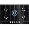 ELECTROLUX KGG75362K Piano cottura Serie 600 Gas on Glass 75cm, Cristallo Nero, comandi frontali