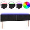 vidaXL Testiera LED nera 180x5x78/88 cm Velluto