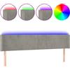 vidaXL Testiera LED Grigio chiaro 183x16x78/88 cm Velluto