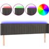 vidaXL Testiera LED Grigio scuro 183x16x78/88 cm Velluto
