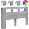 vidaXL Testata LED grigio Sonoma 160x18,5x103,5 cm Materiale a base di legno