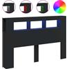 vidaXL Testata LED nera 160x18,5x103,5 cm Materiale a base di legno