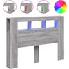 vidaXL Testata LED grigio Sonoma 140x18,5x103,5 cm Materiale a base di legno