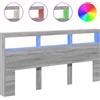 vidaXL Testata LED con ripiani Grigio Sonoma 200x17x102 cm