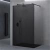 doporro Box Doccia Walk-In 80x200 cm, Parete Doccia Fissa in Vetro Temperato FumšŠ 10 mm con Barra Stabilizzatrice Regolabile e Profilo Nero Opaco šC Bremen02VG