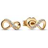 PANDORA Orecchini a bottone Moments con simbolo dell'infinito placcati in oro 14k con zirconi cubici trasparenti