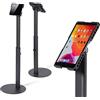 Tabdoq Supporto da pavimento universale per tablet regolabile 70-120 cm - per iPad e tablet 10-13 pollici - girevole, inclinabile, base stabile in metallo, gestione cavi, nero