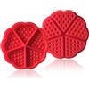 EUPSIIU 2 Pezzi Stampo per Waffle, Stampi da Forno in Silicone, Stampo per Muffin a Cuore con Buon Rivestimento Antiaderente, Stampo per Frittelle, Stampo per Creare Waffle e Muffin (Rosso)