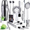 Set Di Shaker Per Cocktail, Kit Barista In Acciaio Inossidabile Da 23 Pezzi Con Supporto In Acrilico E Libretto Di Ricette Per Cocktail Strumenti Da Bar Professionali Per La Miscelazione Di Bevande