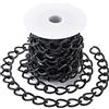 Craftdady 16,4 piedi in alluminio Curb Chain non saldato grande foro Twist Link con bobina per Punk Cuban catena collana bracciale gioielli facendo, nero
