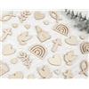HOLDLEAF 80 pezzi di decorazione da tavolo in legno per battesimo - Decorazione da tavolo in legno con cuore e arcobaleno - Confetti naturali per decorazione di battesimo, comunione e cresima - Ideale
