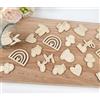 HOLDLEAF 80 Pezzi Decorazione da Tavolo per Babyparty in Legno - Oh Baby Decorazione con Motivi a Cuore e Arcobaleno - Decorazione Naturale con Coni di Carta per Nascita, Babyparty e Festa