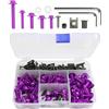 Xibao 177PCS Viti per Parabrezza Moto,Kit di Bulloni Colorati per Carenatura Motos,Carena Corpo Bulloni Clip di Fissaggio,Adatto Alla Maggior Parte Delle Motociclette e dei Veicoli Sportivi (Viola)