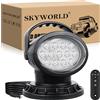 SKYWORLD 20 CM 38W Faro da ricerca Led, 12V 24V Spot Luce da Lavoro Telecomandato con Base Magnetico, Rotazione 360°, Luce da Ricerca per Auto Fuoristrada Camion SUV 4x4 Barca, Fari di Profondità