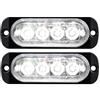 YOJZMA Kit da 2 Luci Strobe LED Emergenza, 4 LED Bianchi a Montaggio a Superficie, Luci Lampeggianti per Avviso di Pericolo, Compatibili con 12V-24V per Veicoli da Costruzione, Camion, Fuoristrada