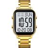 findtime Orologi digitali da uomo, con numeri grandi, anziani, business, digitale, orologio da polso da uomo, cinturino in metallo, orologio di lusso, a LED, doppia ora, data 12/24H, oro-bianco