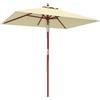 Outsunny Ombrellone Rettangolare Inclinabile 2x1.5 m con 6 Stecche e Apertura a Corda, in Bambù e Poliestere Beige
