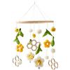 let's make Mobile Baby legno + gomitolo di lana, fiori freschi e api, campanella a vento, fasciatoio, per cameretta dei bambini, regalo per neonati (ape + nido d'ape)
