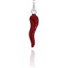 Donipreziosi Ciondolo Smaltato a forma di Corno Portafortuna - Pendente Cornetto napoletano in Argento per Collana o Bracciale Uomo o Donna, Scaramanzia - 3,5 cm Rosso