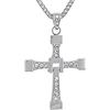 Hanessa Collana in acciaio inox con ciondolo a forma di croce e strass lunghi 60 cm - Collana Dominic Toretto ispirata a Fast and Furious - Articolo perfetto per i fan del film