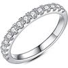 IMOLOVE Moissanite Fede nuziale, fedi nuziali da donna, 0,3 ct, colore D, VVS1, in argento Sterling con diamante creato in laboratorio, anello di fidanzamento Half Eternity, impilabile, anello di