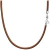 Viwind, collana in vera pelle, chiusura in argento 925, intrecciata, in similpelle, larghezza 2,5 mm, lunghezza 45-60 cm, catena per charm, per uomo e donna, per ciondolo, fai da te, 45cm