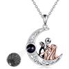 TOUPOP Collana da incubo in argento Sterling con cristalli Jack e Sally, regalo di Natale, 1.13*0.80 inches, Argento sterling, Cristallo