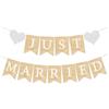 Goktvai Striscione Just Married, Striscione Pre-Infilato con Glitter Dorati Ricevimento di Nozze per Matrimoni Addio al Nubilato Addii al Nubilato e Decorazioni per Auto Non è Necessario Fai Da Te