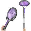 KBIBCK Scacciamosche elettrico 6 in 1, 2800 V, con testa rotante, ricaricabile, con asta di prolunga telescopica, trappola per insetti USB