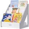 FUNLIO Libreria Montessori per Bambini 1-5 Anni, Libreria Frontale con Maniglia e Dispositivo Anti-Inclinazione, Pino Premium, per Asilo Nido/Aula, Certificato CE/CPC - Grigio & Bianco