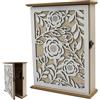 POPAPIE Cassetta Portachiavi in Legno,Elegant Daisy Portachiavi Da Parete | Cassettiera per Chiavi da Parete,Moderna Cassetta Delle Chiavi con Portachiavi da 6 Ganci per Ingresso Corridoio Ufficio
