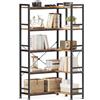 Coleshome Libreria Angolare a 5 Ripiani, Scaffale Angolare a Forma di L Scaffale Salvaspazio, Libreria Alta per Soggiorno Ufficio Casa Camera da Letto, Marrone, 72.8 x 65.3 x 145.5