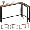 YATINEY Tavolo da Ingresso, Tavolo Console Largo 15 cm con 1 Presa e 2 Porte USB, Consolle Ingresso, per Dietro il Divano, Soggiorno, 3 Modalità di Combinazione, Marrone Vintage e Nero XCT07CBR