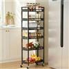 Kssiaz Carrello Portaoggetti Sottile, Carrello a 6 Ripiani con Ruote, Scaffalatura Sottile Mobile Multiuso per Cucina, Bagno, Lavanderia, Soggiorno, Spazi Ristretti, 9,84 pollici (L)
