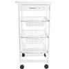 DONREGALOWEB Carrello da Cucina in Legno e Metallo con 3 cestini e 1 cassetto, Bianco, 37x37x76 cm