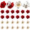 GOMAKERER 28 Pezzi Mini Fermaglio per Capelli Fiori, 2 Stili Piccole Rose Rosse Forcine Per Matrimonio Damigelle d'Onore Clip Da Sposa Accessori Per Capelli Dolci Per Donne