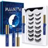 Aosun Set di ciglia magnetiche con eyeliner, 7 stili, extension magnetiche 3D, per look naturale, set di ciglia finte, impermeabili, senza colla, nero, trucco per occhi di gatto e hallow