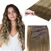 GOO GOO Extension con nastro adesivo in capelli naturali, Extension con nastro lungo in PU Genius, 40 cm 50 g, #3/8/613 Ombreggiatura dal Castano Noce al Castano Cenere e al Biondo Candido